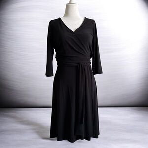 Flattering black wrap dress - Jones New York, Size 14, excellent condition